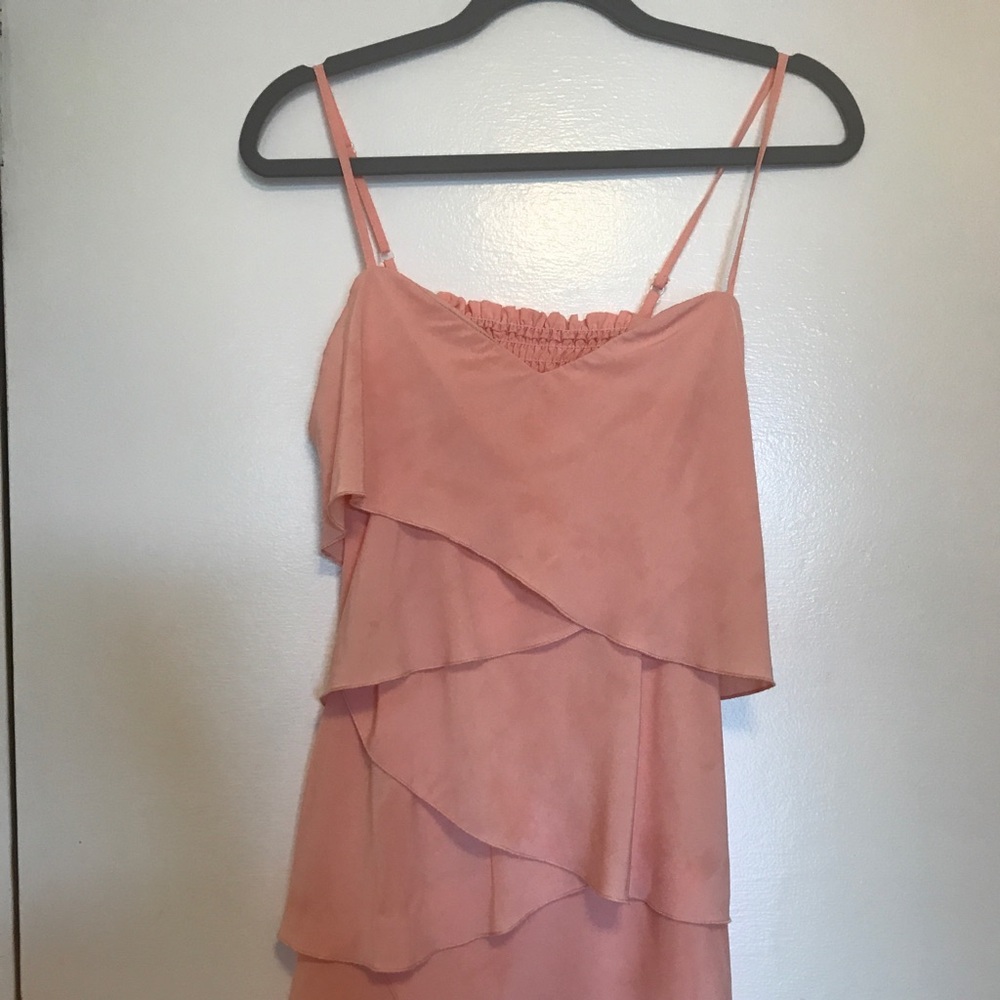 Multi Layered Dress With Straps In Peach Size 4